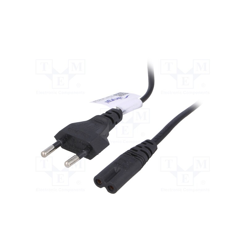 10 pcs : AK-RD-04A - Cable, 2x0.5mm2, CEE 7/16 (C) plug,IEC C7 female, PVC, 0.5m, 2.5A