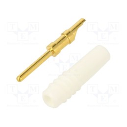 10 pcs : 22.2602-29 - Connector: 1mm banana, plug, white, 60VDC, 6A, Connection: soldered