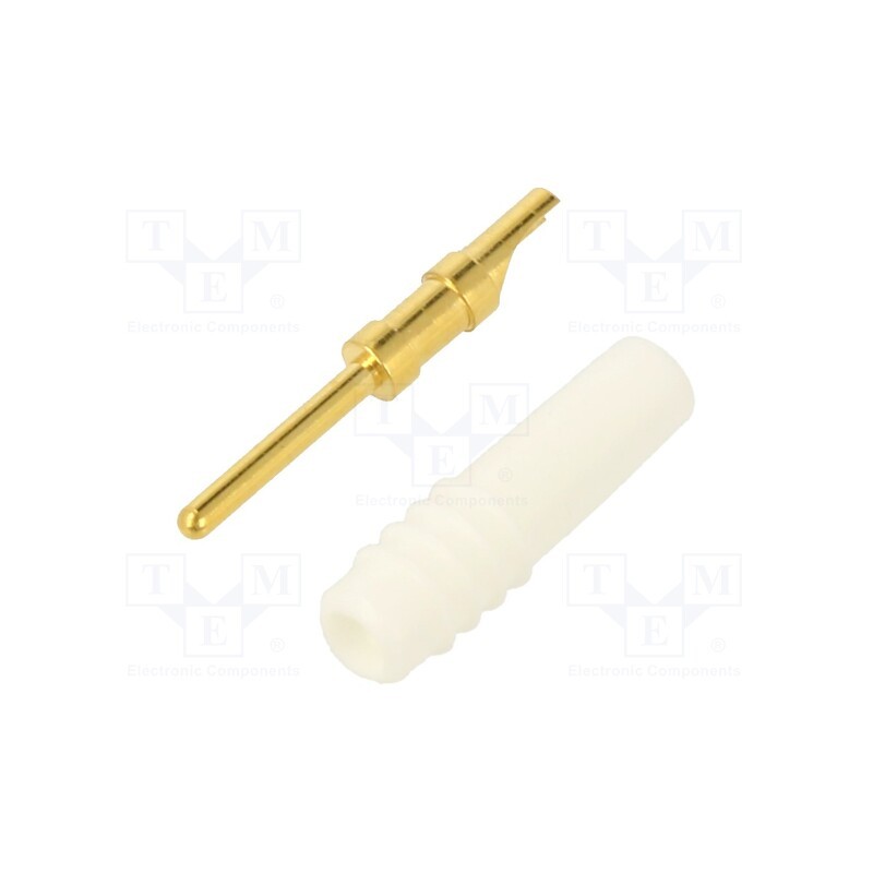 10 pcs : 22.2602-29 - Connector: 1mm banana, plug, white, 60VDC, 6A, Connection: soldered