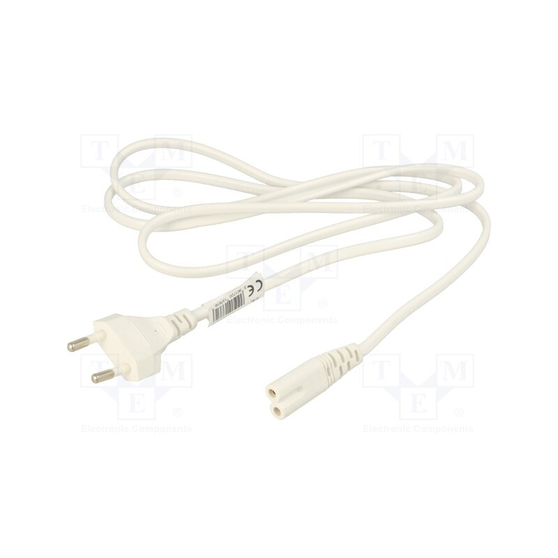 10 pcs : AK-RD-06A - Cable, 2x0.5mm2, CEE 7/16 (C) plug,IEC C7 female, PVC, 1.5m, 2.5A