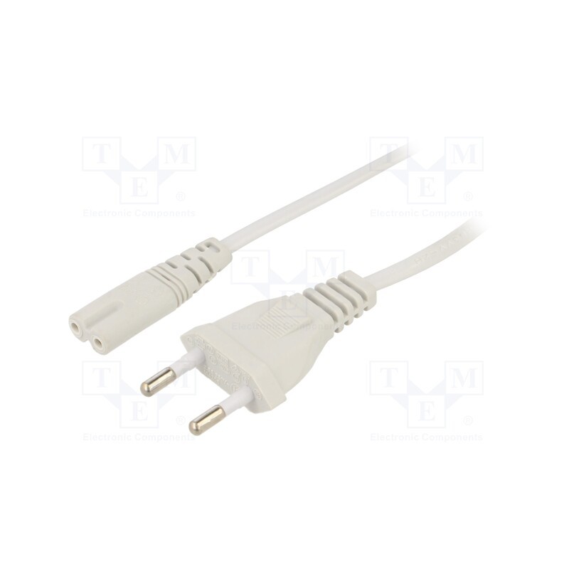 10 pcs : AK-RD-07A - Cable, 2x0.5mm2, CEE 7/16 (C) plug,IEC C7 female, PVC, 3m, black
