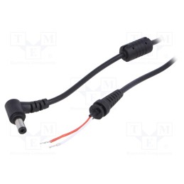 10 pcs : AK-SC-01 - Cable, 2x0.5mm2, wires,DC 5,5/2,5 plug, angled, black, 1.2m