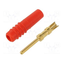 10 pcs : 22.2602-22 - Connector: 1mm banana, plug, red, 60VDC, 6A, Connection: soldered