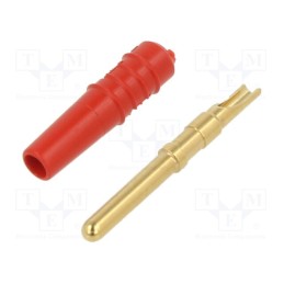 10 pcs : 22.2609-22 - Plug, 2mm banana, 10A, 30VAC, 60VDC, red, gold-plated, Ø: 0.5mm
