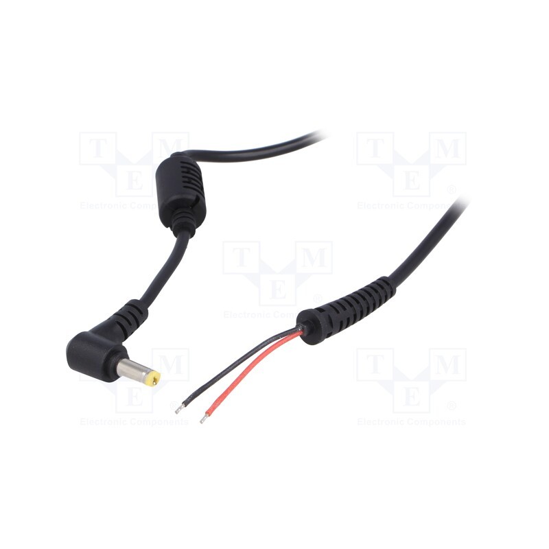 10 pcs : AK-SC-03 - Cable, 2x0.5mm2, wires,DC 5,5/1,7 plug, angled, black, 1.2m