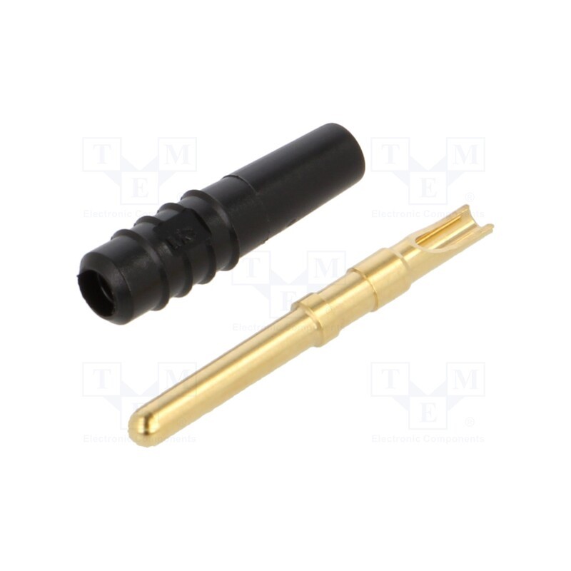 10 pcs : 22.2609-21 - Plug, 2mm banana, 10A, 30VAC, 60VDC, black, gold-plated, Ø: 0.5mm