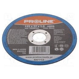 10 pcs : 44113 - Cutting wheel, Ø: 125mm, Øhole: 22mm, Disc thick: 1mm, steel