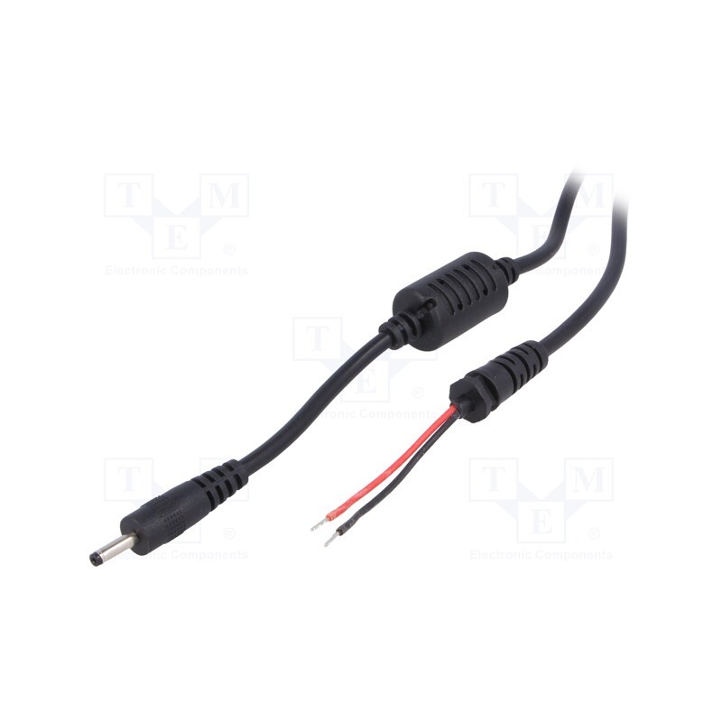 10 pcs : AK-SC-08 - Cable, 2x0.5mm2, wires,DC 3,0/1,0 plug, straight, black, 1.2m
