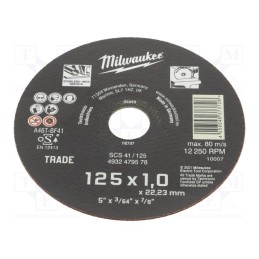 10 pcs : 4932479578 - Cutting wheel, Ø: 125mm, Øhole: 22.23mm, Disc thick: 1mm