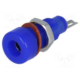 10 pcs : - Socket, 4mm banana, 10A, 60VDC, blue, nickel plated, insulated