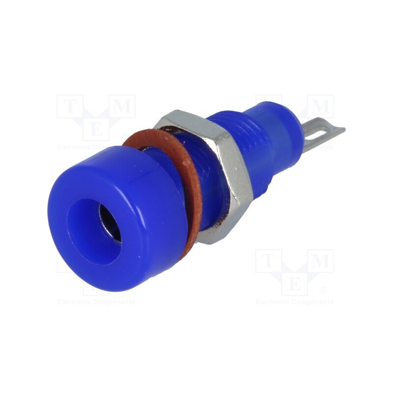 10 pcs : - Socket, 4mm banana, 10A, 60VDC, blue, nickel plated, insulated