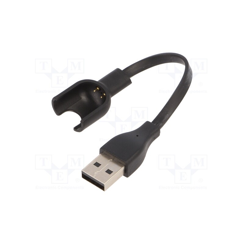 10 pcs : AK-SW-11 - Cable: for smartwatch charging, 0.1m, Xiaomi Mi Band 2, black, 1A