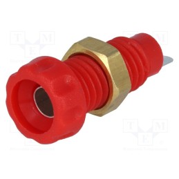 10 pcs : - Socket, 4mm banana, 10A, 60VDC, 23mm, red, nickel plated