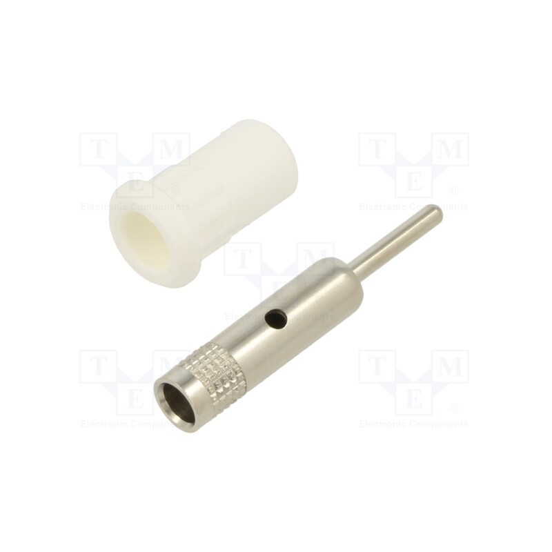 10 pcs : 64.3011-29 - Socket, 4mm banana, 25A, 30VAC, 60VDC, white, nickel plated