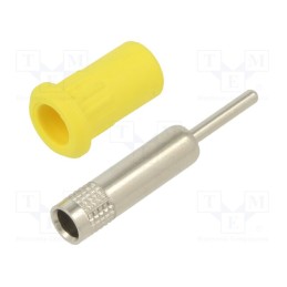 10 pcs : 64.3011-24 - Socket, 4mm banana, 25A, 30VAC, 60VDC, yellow, nickel plated