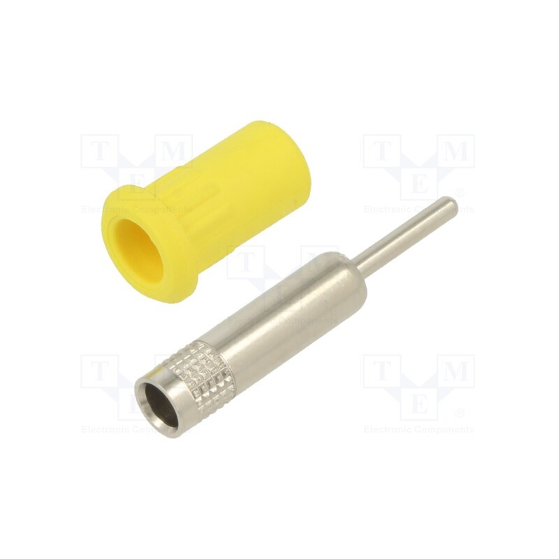 10 pcs : 64.3011-24 - Socket, 4mm banana, 25A, 30VAC, 60VDC, yellow, nickel plated