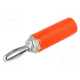 10 pcs : - Plug, 4mm banana, 60VDC, red, non-insulated, Max.wire diam: 4.8mm