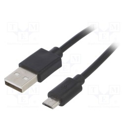 10 pcs : AK-USB-01 - Cable, USB 2.0, USB A plug,USB B micro plug, nickel plated, 1.8m