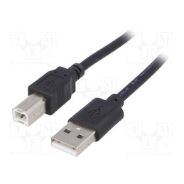 10 pcs : AK-USB-04 - Cable, USB 2.0, USB A plug,USB B plug, nickel plated, 1.8m, black