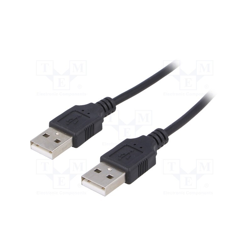 10 pcs : AK-USB-11 - Cable, USB 2.0, USB A plug,both sides, nickel plated, 1.8m, black