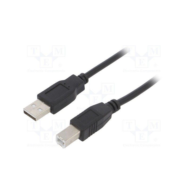 10 pcs : AK-USB-12 - Cable, USB 2.0, USB A plug,USB B plug, nickel plated, 3m, black