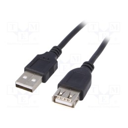 10 pcs : AK-USB-19 - Cable, USB 2.0, USB A socket,USB A plug, nickel plated, 3m, black