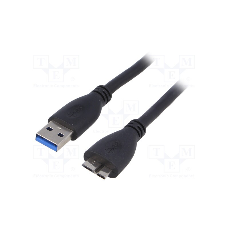 10 pcs : AK-USB-26 - Cable, USB 3.0, USB A plug,USB B micro plug, nickel plated, 0.5m