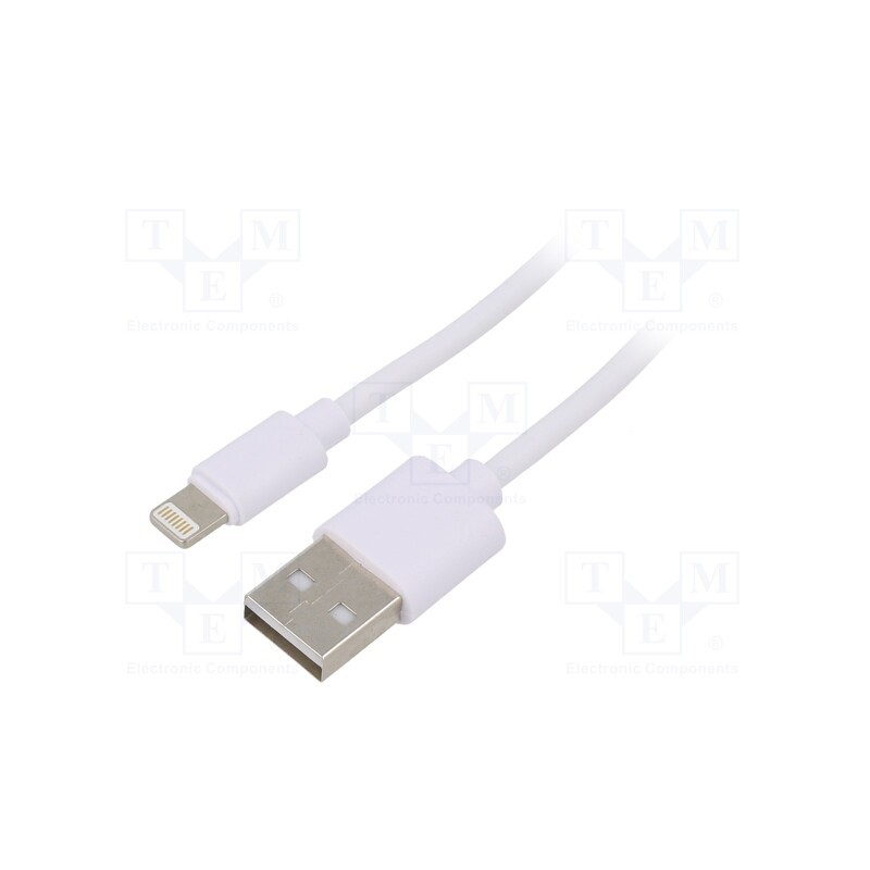 10 pcs : AK-USB-31 - Cable, USB 2.0, Apple Lightning plug,USB A plug, nickel plated