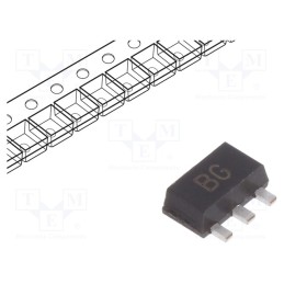 50 pcs : BCX5610TA - Transistor: NPN, bipolar, 80V, 1A, 1W, SOT89