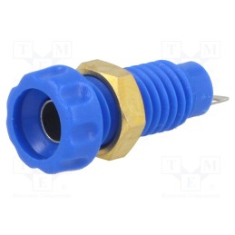 10 pcs : - Socket, 4mm banana, 10A, 60VDC, 23mm, blue, nickel plated