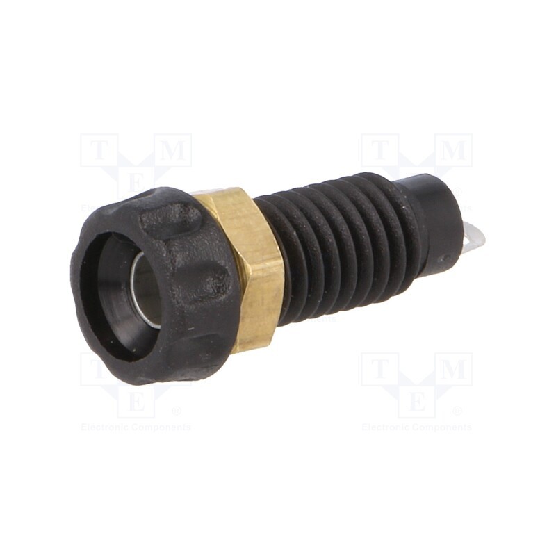 10 pcs : - Socket, 4mm banana, 10A, 60VDC, 23mm, black, nickel plated