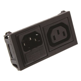 1 pcs - Bulgin C13, C14 Snap-In IEC Connector Male, 10A, 250 V, Fuse Size 5 x 20mm
