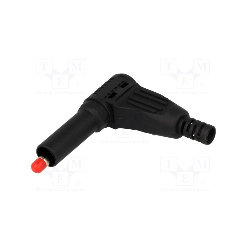 10 pcs : - Plug, 4mm banana, 32A, black, insulated, 40mm, for cable, soldered