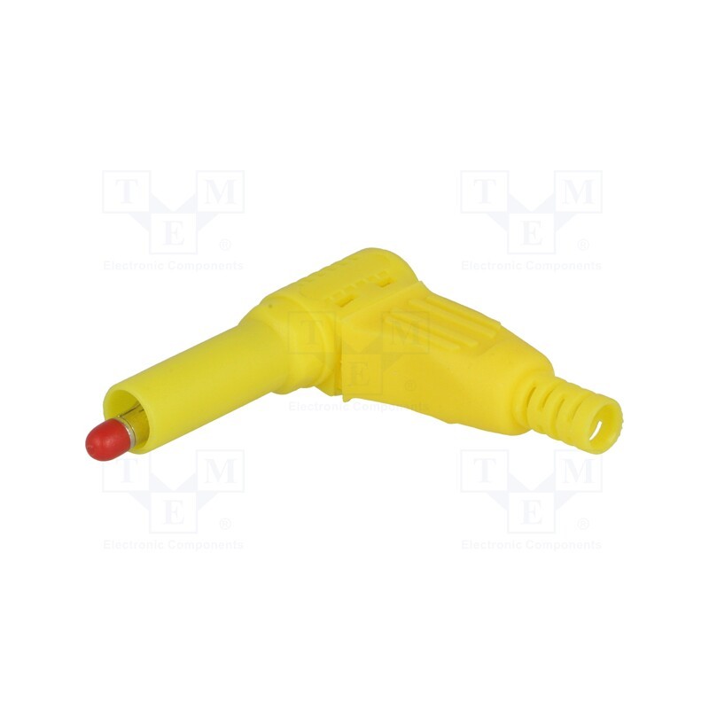 10 pcs : - Plug, 4mm banana, 32A, yellow, insulated, 40mm, for cable, soldered