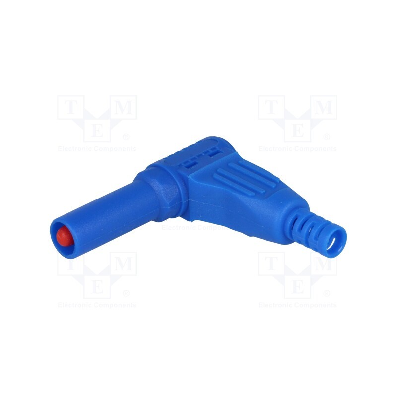 10 pcs : - Plug, 4mm banana, 32A, blue, insulated, 40mm, for cable, soldered