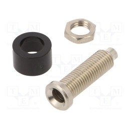 10 pcs : 3113-SW - Socket, 4mm banana, 36A, 60VDC, Cutout: Ø6mm, black, nickel plated