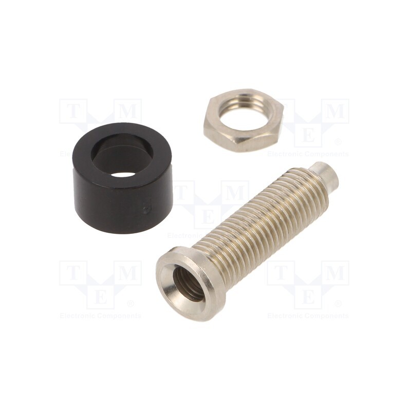 10 pcs : 3113-SW - Socket, 4mm banana, 36A, 60VDC, Cutout: Ø6mm, black, nickel plated