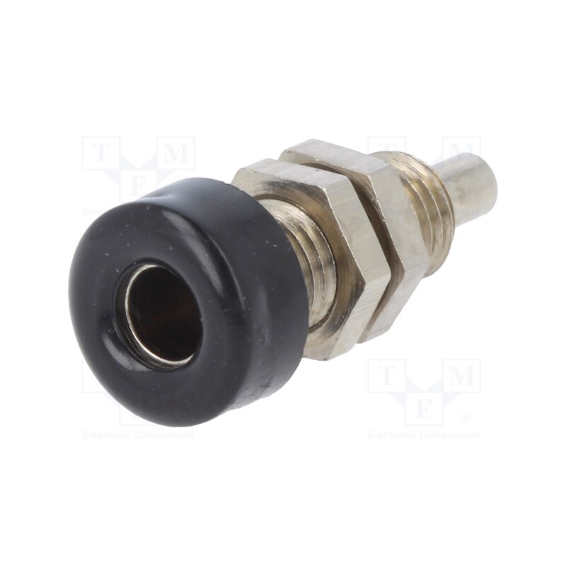 10 pcs : BU 403 NI / SW - Socket, 4mm banana, 32A, 33VAC, 70VDC, black, nickel plated, 10mΩ