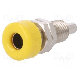 10 pcs : BU 403 NI / GE - Socket, 4mm banana, 32A, 33VAC, 70VDC, yellow, nickel plated, 10mΩ
