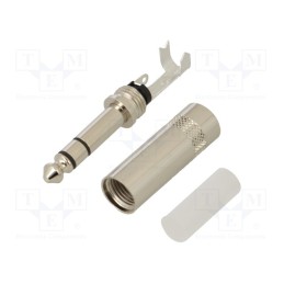10 pcs : NYS202 - Plug, Jack 6,3mm, male, stereo, ways: 3, straight, 6mm, Body: silver