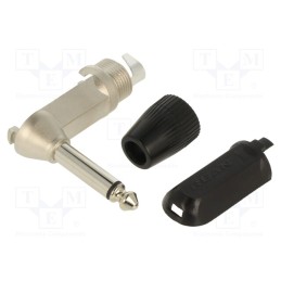 10 pcs : NYS207 - Plug, Jack 6,3mm, male, mono, ways: 2, angled 90°, Body: black