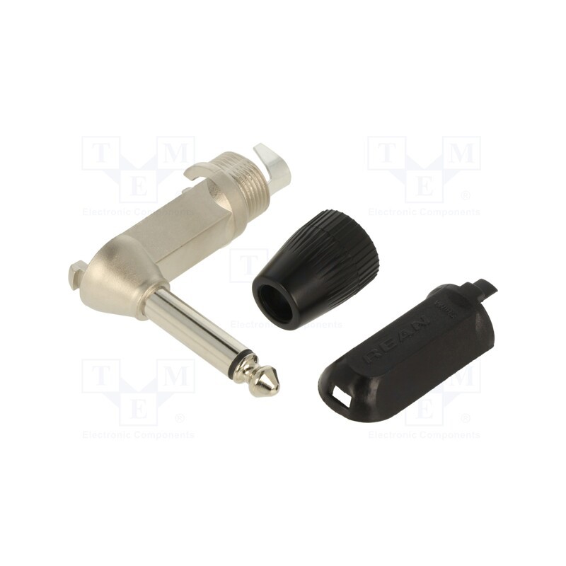 10 pcs : NYS207 - Plug, Jack 6,3mm, male, mono, ways: 2, angled 90°, Body: black