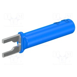 10 pcs : 23.0480-23 - Plug, fork terminals, banana 4mm socket,fork terminal, 20A, blue
