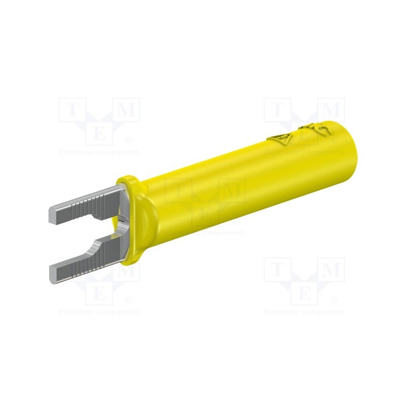 10 pcs : 23.0480-24 - Plug, fork terminals, banana 4mm socket,fork terminal, 20A