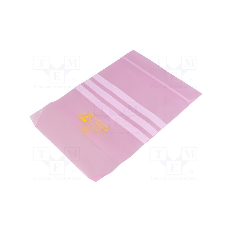 20 pcs : 10044 - Protection bag, ESD, L: 200mm, W: 150mm, Thk: 75um, polyetylene, pink