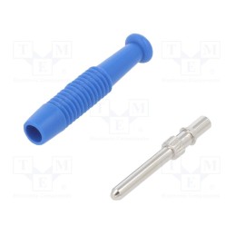 10 pcs : MST 3 BL - Plug, 2mm banana, 6A, 60VDC, blue, nickel plated, Overall len: 37mm