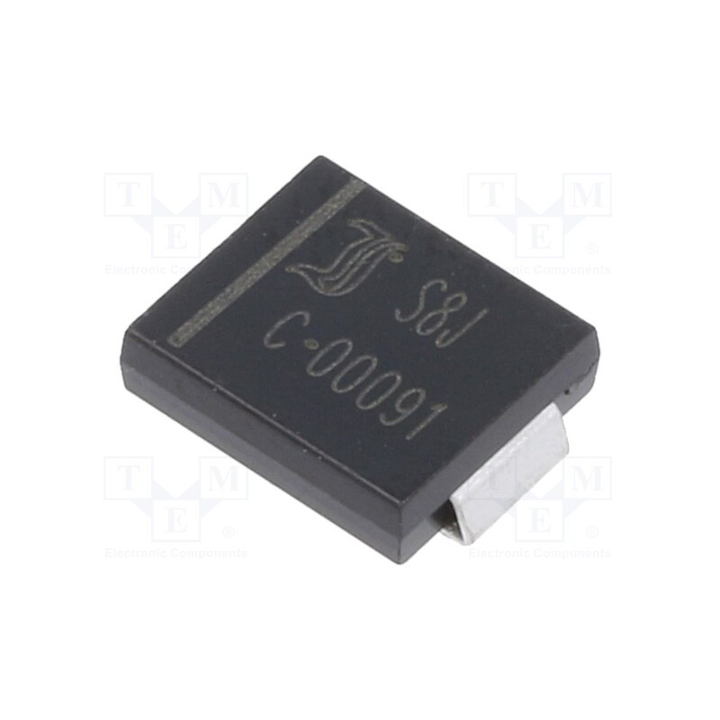 10 pcs : S8J - Diode: rectifying, SMD, 600V, 8A, 1.5us, SMC, Ufmax: 0.98V, Ifsm: 400A