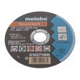 10 pcs : 616271000 - Cutting wheel, Ø: 125mm, Øhole: 22.23mm, Disc thick: 1mm