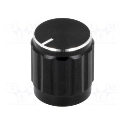 10 pcs : - Knob, with pointer, aluminium,thermoplastic, Øshaft: 6mm, black