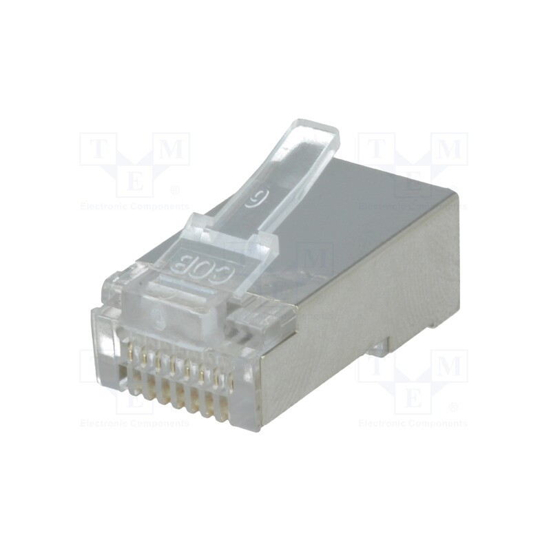 10 pcs : P 129 S - Plug, RJ45, PIN: 8, shielded, gold-plated, Layout: 8p8c, 26AWG, IDC